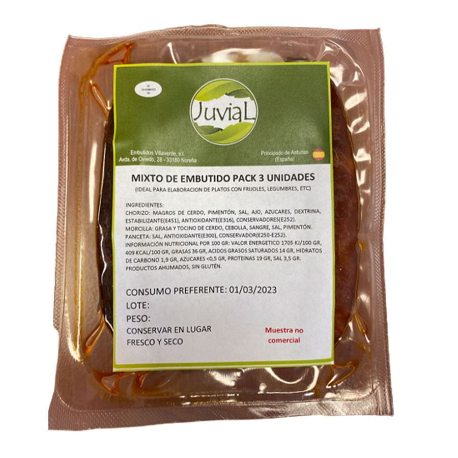 Mixto de Embutido Español (asturiano, potajín) 3 u – Paquete 240 gr